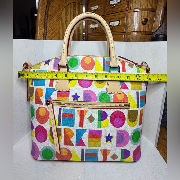 NWT Dooney & Bourke Art Deco Domed Satchel - White Multi - Picture 5 of 7